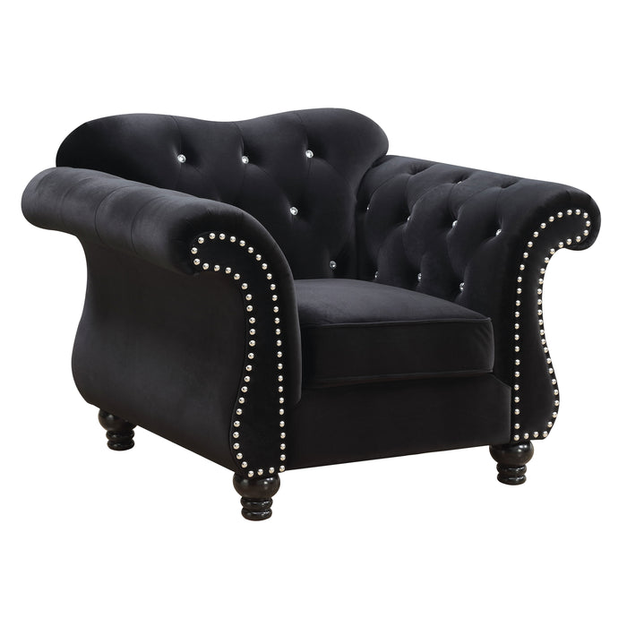 Roxy Contemporary Nailhead Embellished Flannelette Arm Chair, Black ...