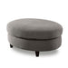 Odette Grey Linen-like Fabric Round Ottoman