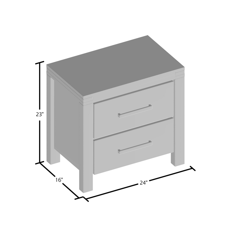 Nora Wire Brushed Rustic Brown Bar Handle 2-Drawer Nightstand