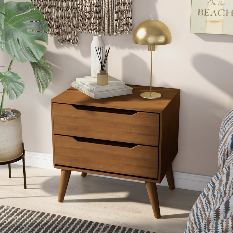 Garro Mid-Century Modern Full Extension 2-Drawer Nightstand