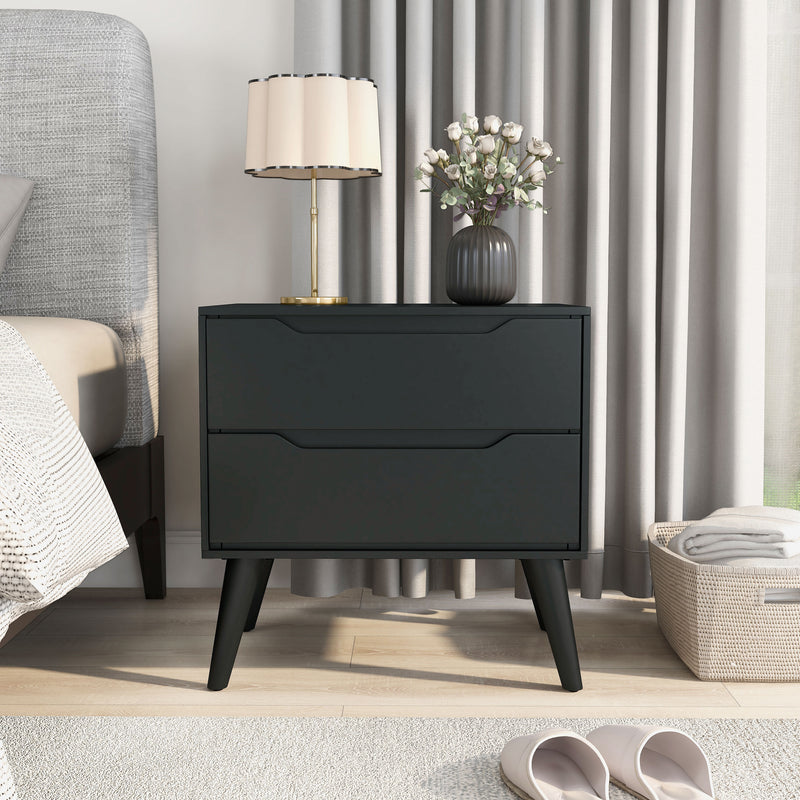 Garro Mid-Century Modern Full Extension 2-Drawer Nightstand