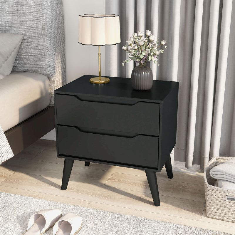 Garro Mid-Century Modern Full Extension 2-Drawer Nightstand