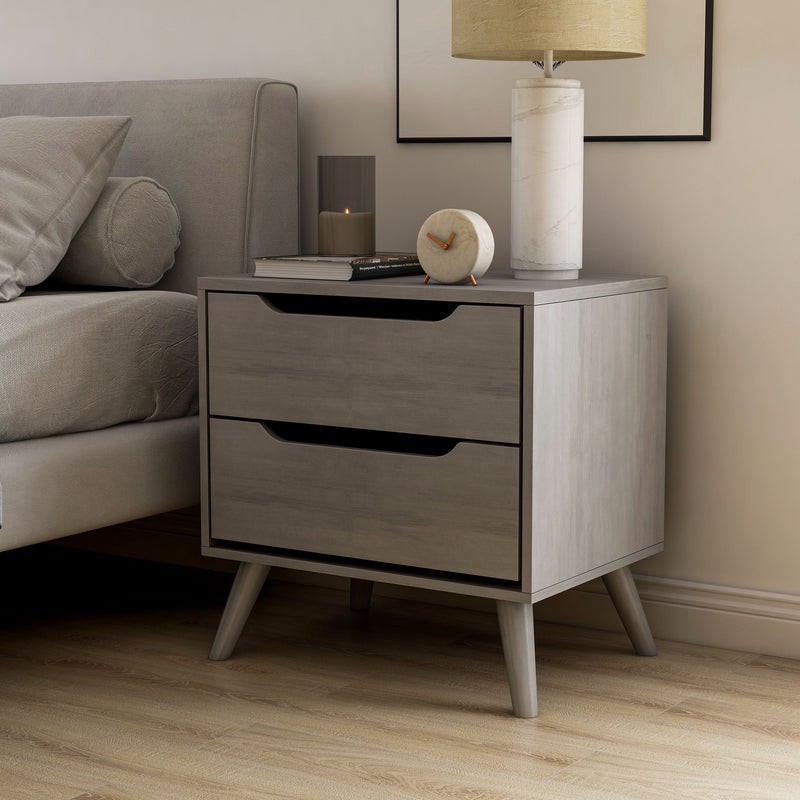 Garro Mid-Century Modern Full Extension 2-Drawer Nightstand