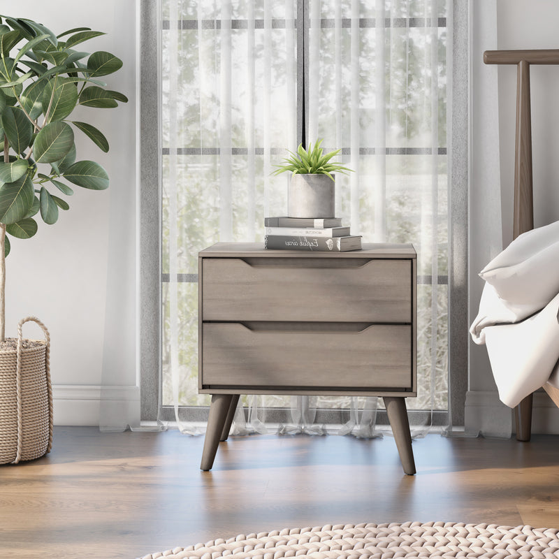 Garro Mid-Century Modern Full Extension 2-Drawer Nightstand