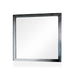 Left-angled framed weathered gray mirror on white background