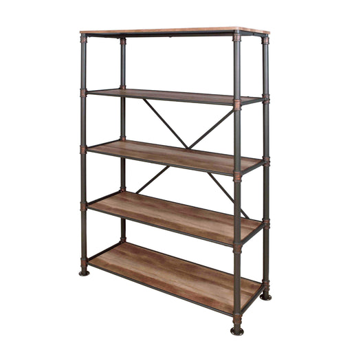 Dolen Industrial Sand Black and Copper 5-Tier Bookshelf