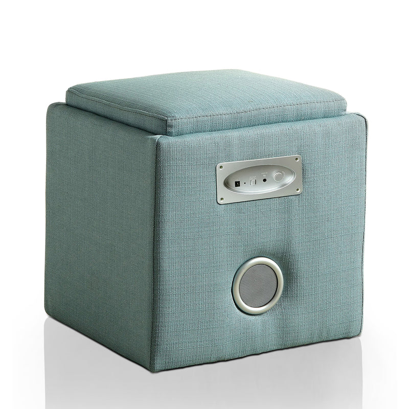 Malia Contemporary Square Bluetooth Fabric Ottoman with Speaker