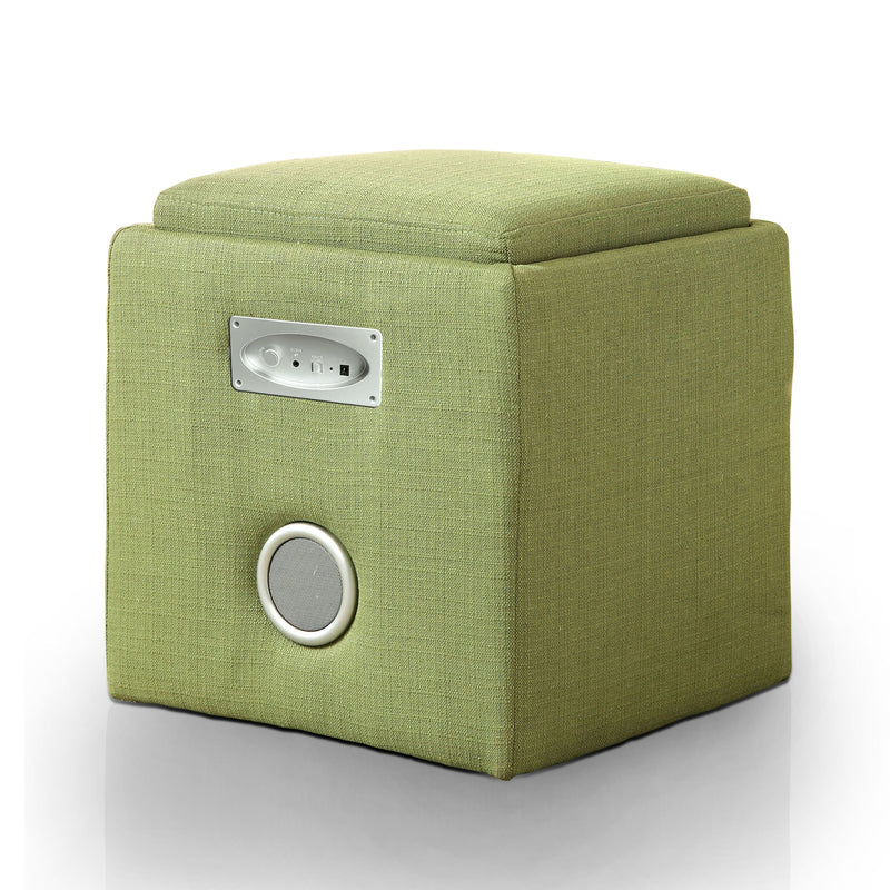 Malia Contemporary Square Bluetooth Fabric Ottoman with Speaker