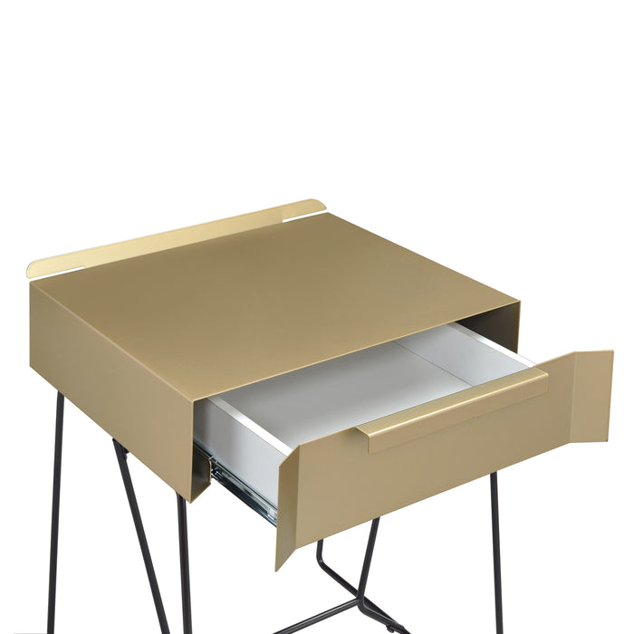 Tollero Modern Metal Full Extension Single-Drawer Accent Table
