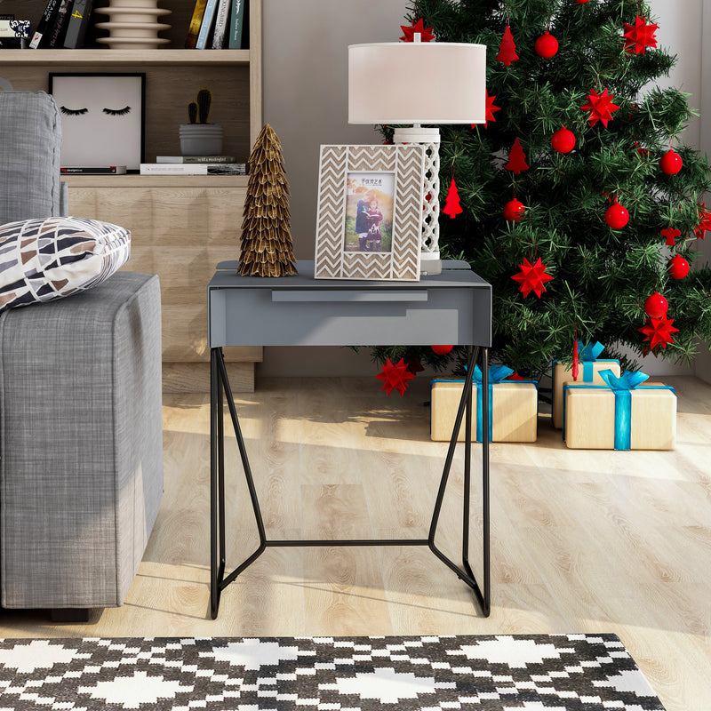 Tollero Modern Metal Full Extension Single-Drawer Accent Table