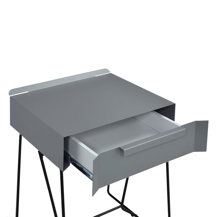 Tollero Modern Metal Full Extension Single-Drawer Accent Table