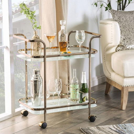 AuReilla Champagne and Glass 2-tier Serving Cart with Wine Bottle Rack