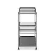 Brookwood Glass & Mirror Chrome Wine Serving Cart with Stemware Racks