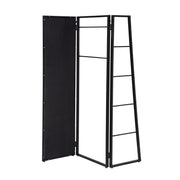 Parry Black Powder Coated Studio Tri-Fold Coat Rack with Mirror
