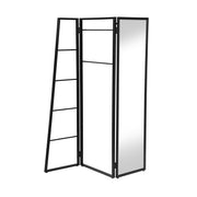 Parry Black Powder Coated Studio Tri-Fold Coat Rack with Mirror