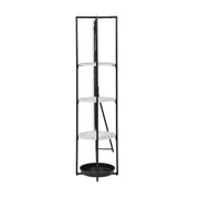 Phebe Black Powder Coated & Stone White 3-Shelf Coat Rack with Mirror