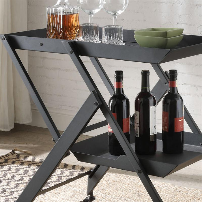 Frank Metal 2 Lipped Shelf Space-Saving Folding & Mobile Serving Cart