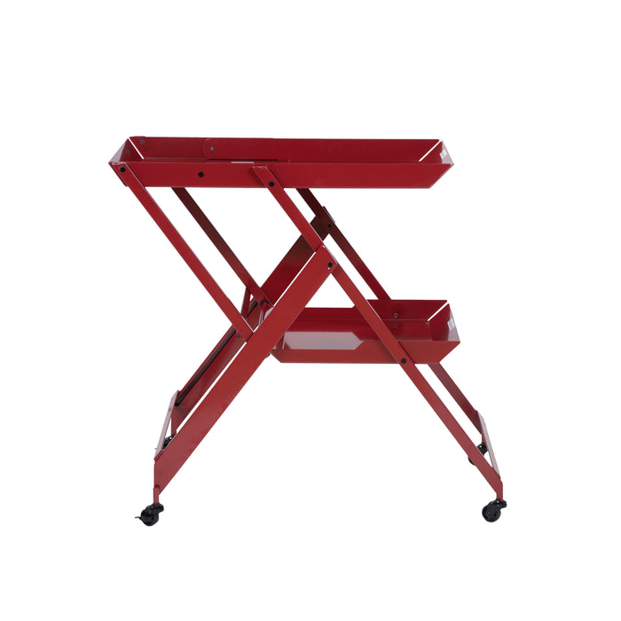 Frank Metal 2 Lipped Shelf Space-Saving Folding & Mobile Serving Cart