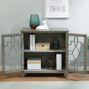 Yvonne Grey Overlayed Glass-Door 2-Shelved Hallway Display Cabinet