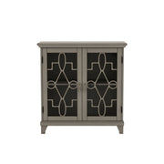 Yvonne Grey Overlayed Glass-Door 2-Shelved Hallway Display Cabinet