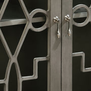 Yvonne Grey Overlayed Glass-Door 2-Shelved Hallway Display Cabinet