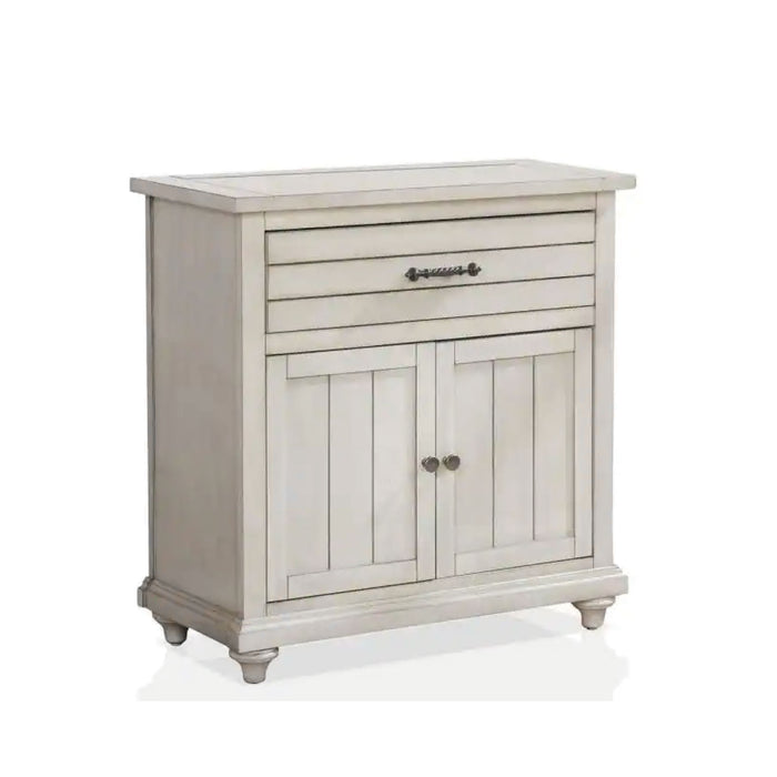 Edith Antique White French Country Plank Style 1-Drawer Hall Cabinet