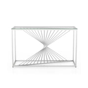 Conway Art Deco Chrome Spiral and Glass Top Console Table