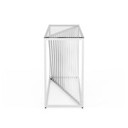 Conway Art Deco Chrome Spiral and Glass Top Console Table