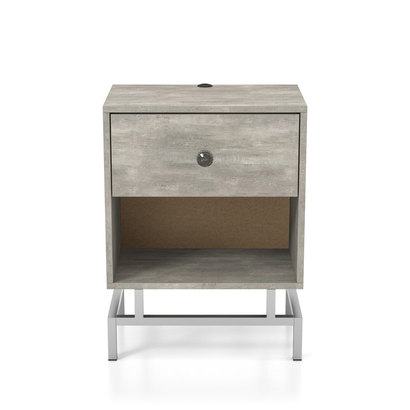 Cherie Glam Single Drawer and Shelf on Chrome Side Table with USB port