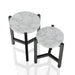 Syed White Faux Marble and Brushed Brown Grey Round Nesting Tables