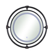 Eddison Black & Copper Metal Circular Wall Mirror with LED Light Ring