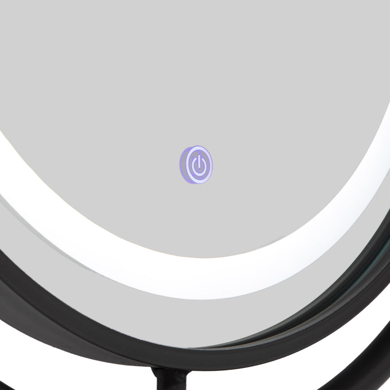 Eddison Black & Copper Metal Circular Wall Mirror with LED Light Ring