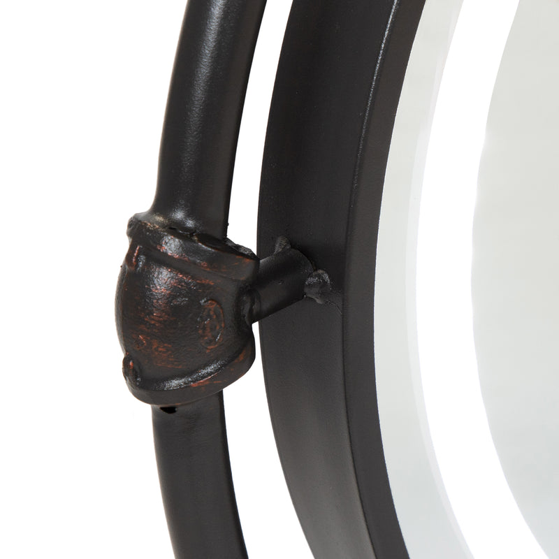 Eddison Black & Copper Metal Circular Wall Mirror with LED Light Ring
