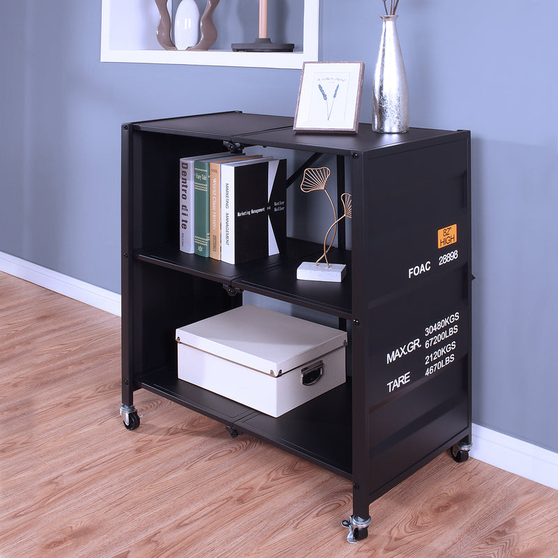 Brandt Shipping Steel Crate Inspired Mobile Folding Bookshelf
