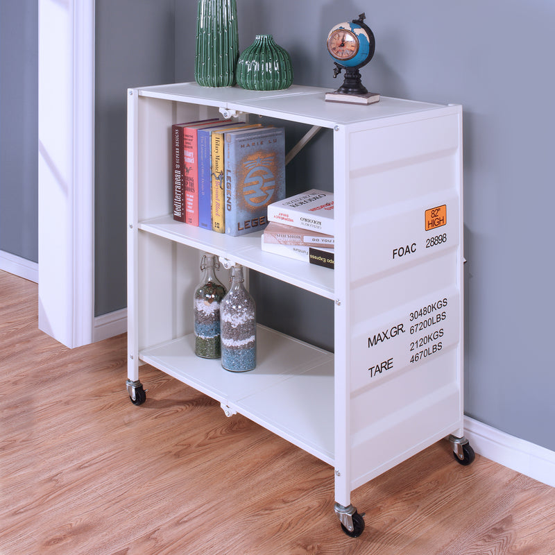 Brandt Shipping Steel Crate Inspired Mobile Folding Bookshelf