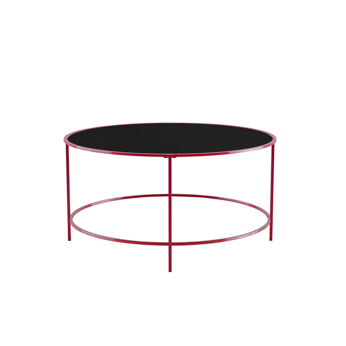 Banks Red And Black Glasstop Circular Coffee Table