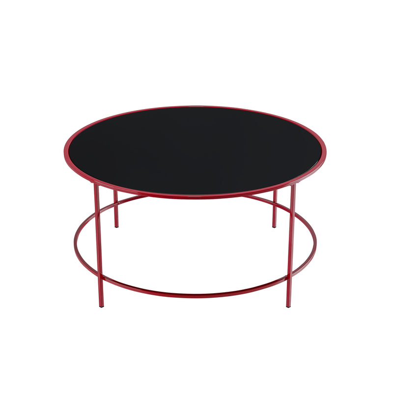 Banks Red And Black Glasstop Circular Coffee Table