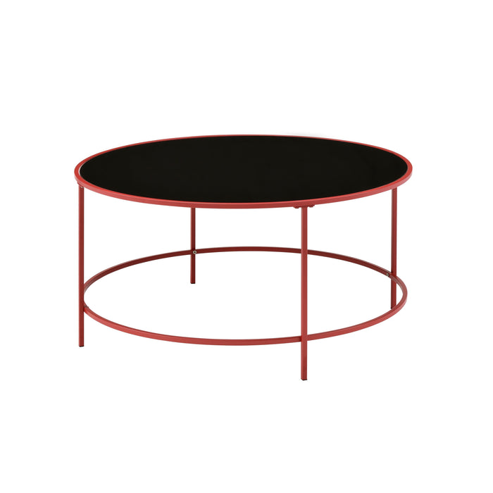Banks Red And Black Glasstop Circular Coffee Table