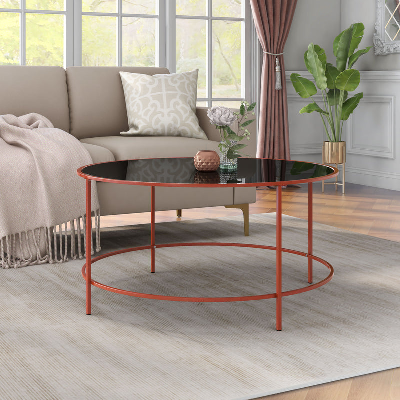 Banks Red And Black Glasstop Circular Coffee Table