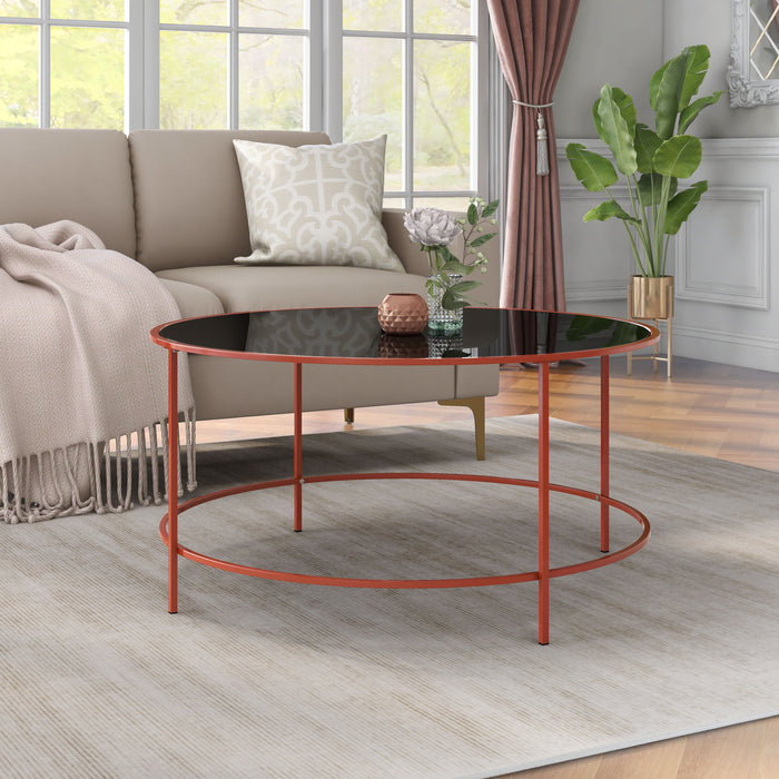 Banks Red And Black Glasstop Circular Coffee Table