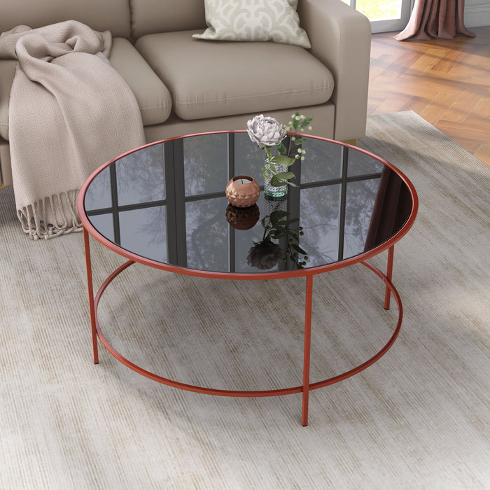 Banks Red And Black Glasstop Circular Coffee Table