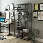 Rooks Industrial Powder Coated Dark Grey Tiered Bookshelf