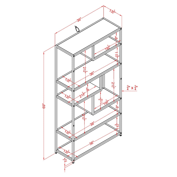 Rooks Industrial Powder Coated Dark Grey Tiered Bookshelf