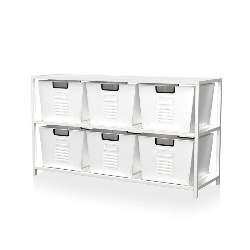 Switzer Urban Gun Metal 44-inch Storage Shelf and Six Removable Bins