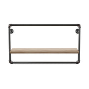Bate Urban Sand Black Pipe Metal and Natural Tone Floating Wall Shelf