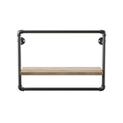 Bate Urban Sand Black Pipe Metal and Natural Tone Floating Wall Shelf