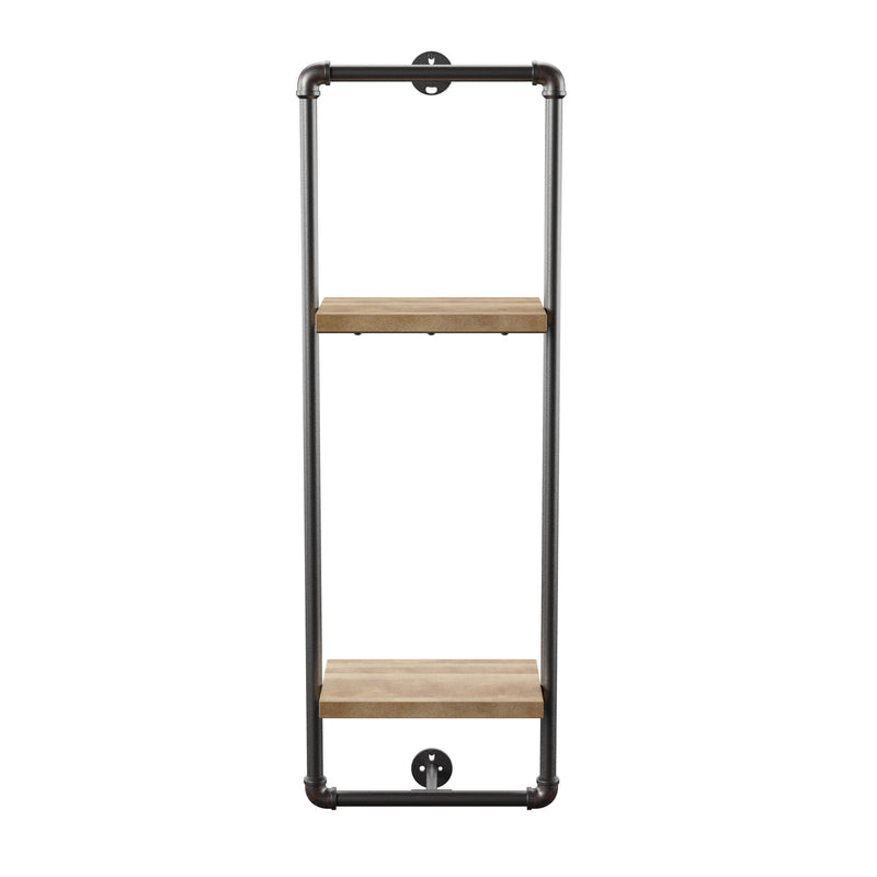 Bate Urban Sand Black Pipe Metal and Natural Tone Floating Wall Shelf