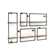 Bate Urban Sand Black Pipe Metal and Natural Tone Floating Wall Shelf