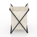 Byron Off-White Canvas and Sand Black Pipe Metal Urban Laundry Hamper