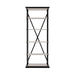 Front-facing industrial antique white and black five-shelf bookcase on a white background